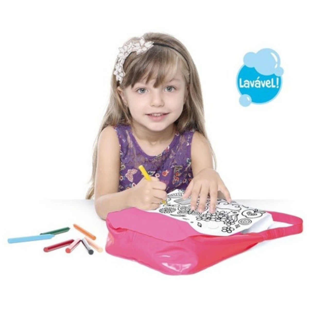 Bolsinha Para Pintar Com Glitter E Giz De Cera Lavável - Toyster Bolsinha Para Pintar Com Glitter E Giz De Cera Lavável - Toyster